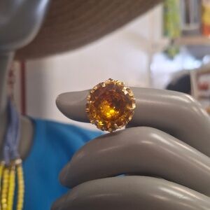 ✨ Bold & Beautiful! 4.5 Carat Citrine Ring in 14K Yellow Gold – Size 7